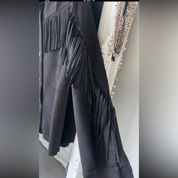Zara - Faux Suede Fringe Button Up Jacket - Picture 5 of 5